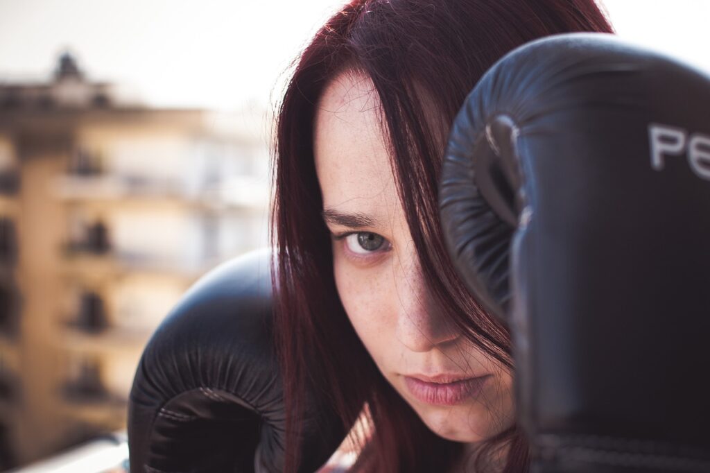 people, woman, boxing